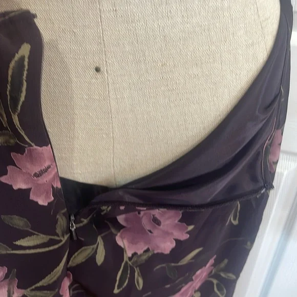 Vintage 90’s Express floral flare mini skirt lined brown pink women’s size 5 6 - Picture 8 of 10